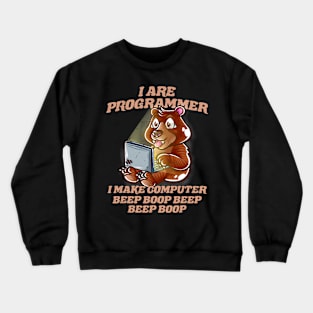 I Are Programmer Introvert Nerd Grizzly Bear IT Nerd Geek Crewneck Sweatshirt